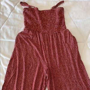 Smocked polkadot wide leg jumpsuit